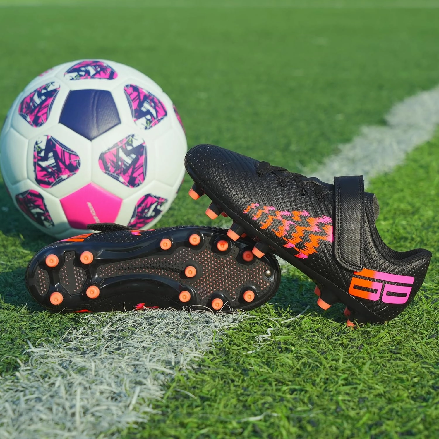 brooman Kids Firm Ground Soccer Cleats Boys Girls Football Shoes