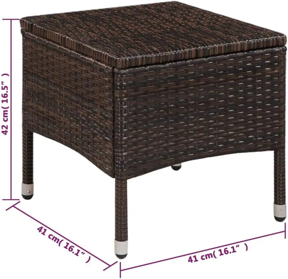 Brown Poly Rattan Patio Chair Set with Cream Cushions, Outdoor Dining Chair and Stool, Lightweight Steel Frame Furniture for Garden, Poolside, Backyard