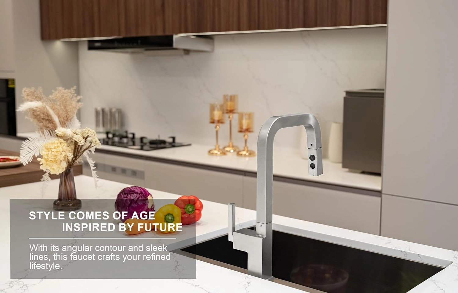 Brushed Nickel Kitchen Faucet with Pull Down Sprayer, Lava Odoro Single Handle Kitchen Sink Faucet, Faucet for Kitchen Sink with Magnetic Docking Spray Head and Deck Plate, KF182-BN