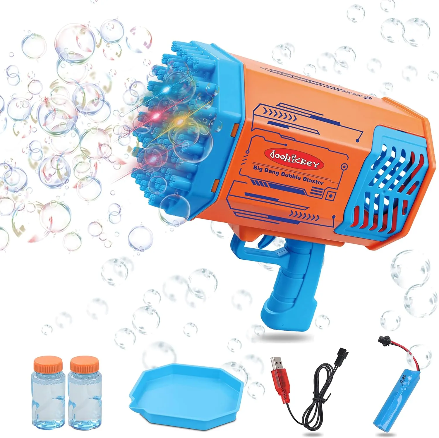 Bubble Blaster Kid Toy, Rechargable Bubble Making Gun, 1000 Bubbles per Minute, 2 Bubble Solution, Perfect for Birthday Parties, Pools, Photos, and Videos