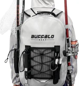 Buffalo Gear Waterproof Fishing Backpack With Rod Holder, 26L Fly Tackle Storage for Fishing