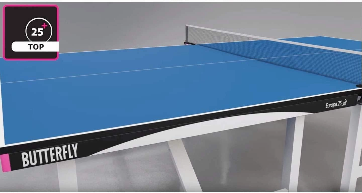 Butterfly Europa 25 Ping Pong Table—Indoor Game Table—ITTF Approved Table Tennis Table For Tournament, Club, Home, Institution—Professional Ping Pong Net Included—Very Compact Storage