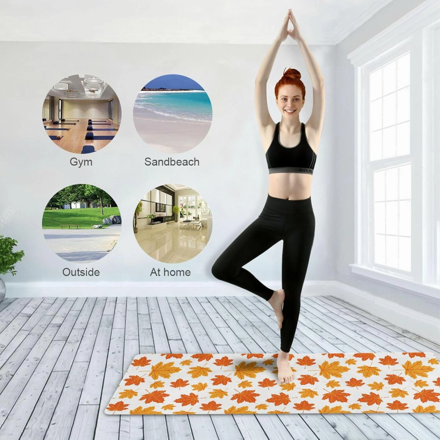 Caikeny Yoga Mat Bright Sport Cars Fitness Exercise Mat Red Foldable Carrying Workout Mat for Yoga Pilates Floor Exercises 70.8x26 In