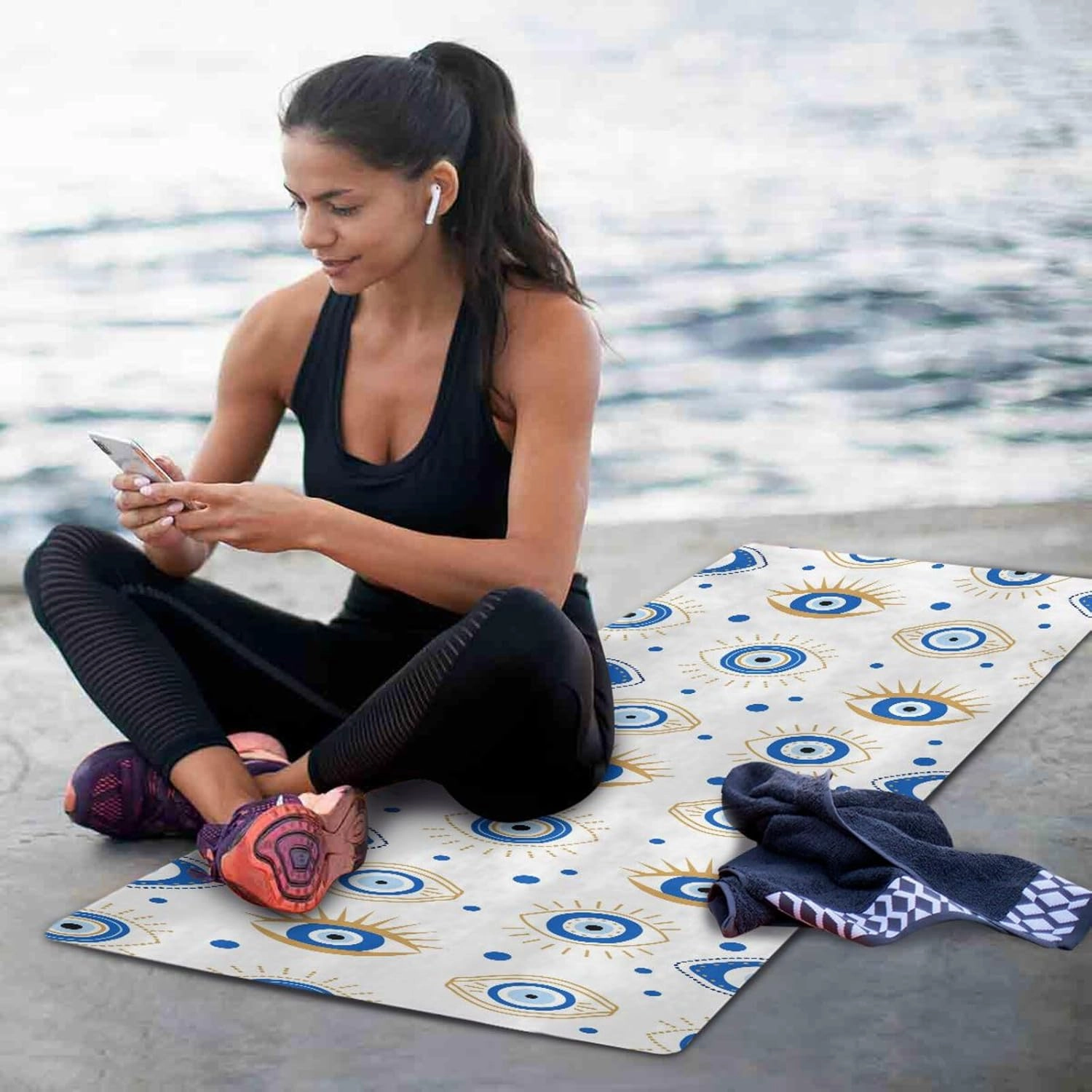 Caikeny Yoga Mat Bright Sport Cars Fitness Exercise Mat Red Foldable Carrying Workout Mat for Yoga Pilates Floor Exercises 70.8x26 In