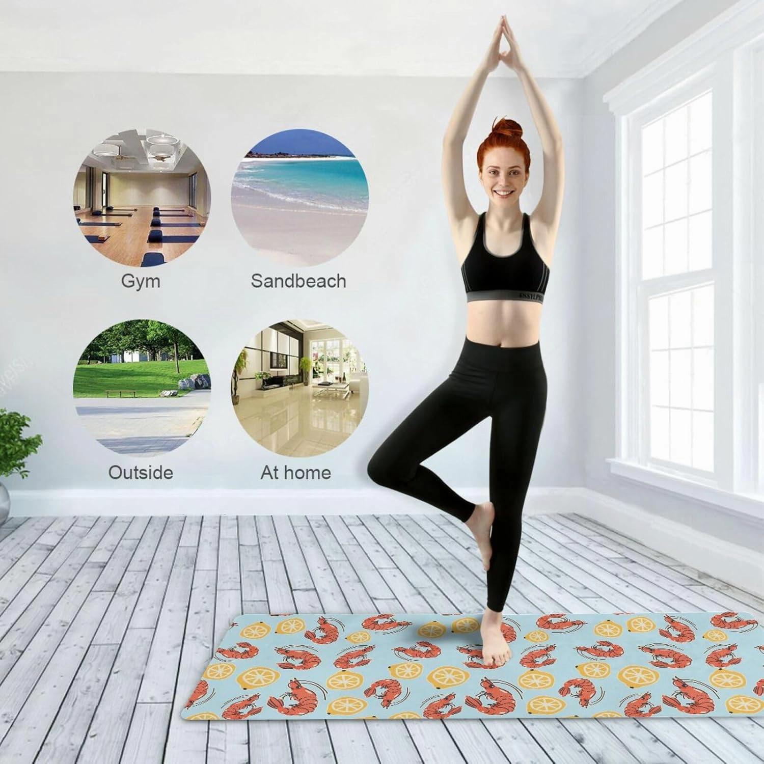 Caikeny Yoga Mat Bright Sport Cars Fitness Exercise Mat Red Foldable Carrying Workout Mat for Yoga Pilates Floor Exercises 70.8x26 In