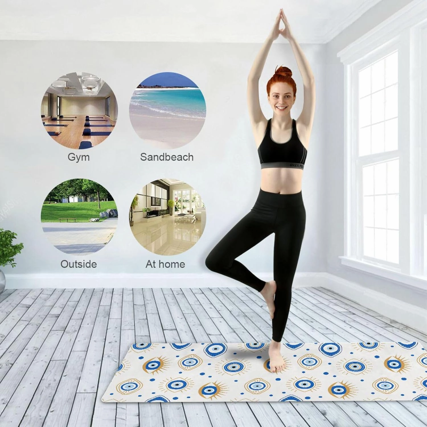 Caikeny Yoga Mat Bright Sport Cars Fitness Exercise Mat Red Foldable Carrying Workout Mat for Yoga Pilates Floor Exercises 70.8x26 In