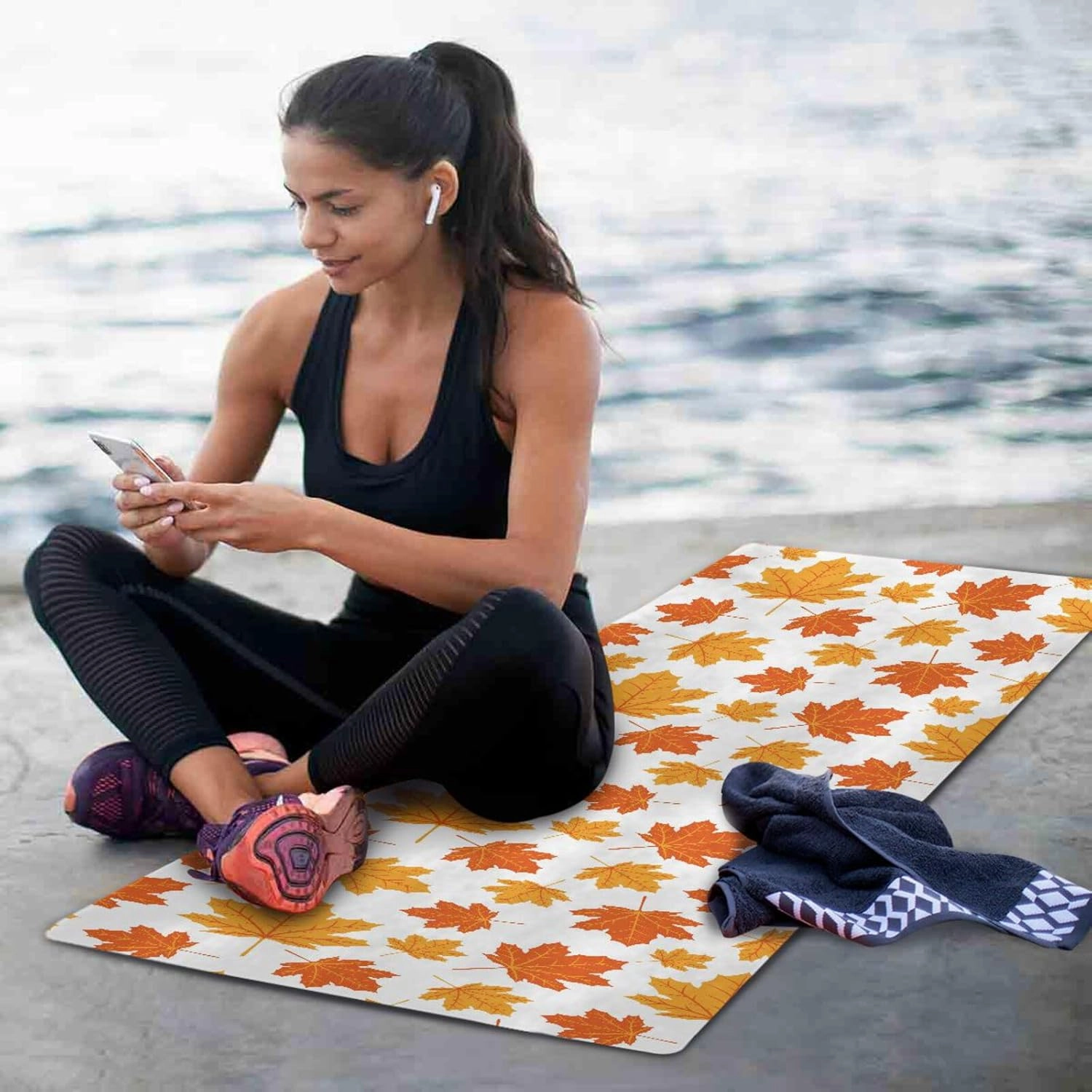 Caikeny Yoga Mat Bright Sport Cars Fitness Exercise Mat Red Foldable Carrying Workout Mat for Yoga Pilates Floor Exercises 70.8x26 In