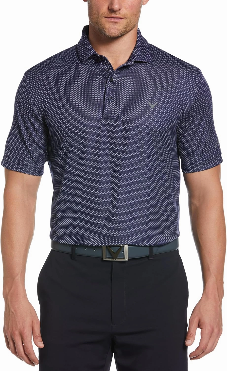 Callaway Men's Pro Spin Chevron Jacquard Short Sleeve Golf Polo Shirt, Moisture-Wicking, Durable Textured Fabric
