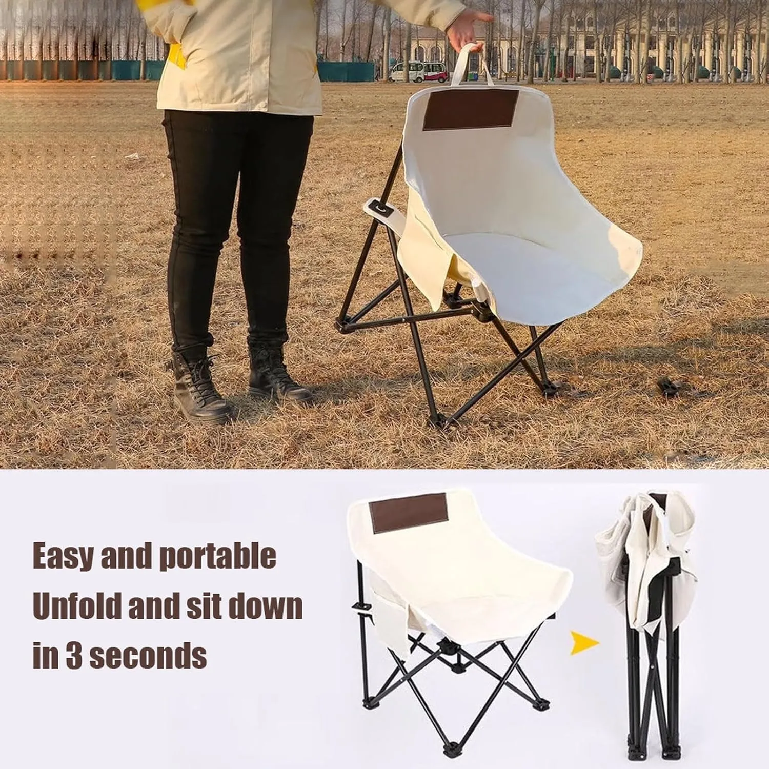 Camping Furniture Set with Carbon Steel Roll-up Table and Ultralight Picnic Chair, Portable Folding Compact Table and Chairs Set for Outdoor Indoor Use