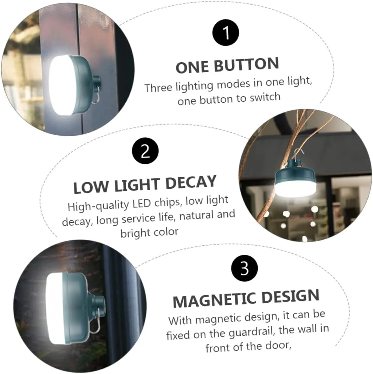 Camping Lanterns Rechargeable Tent Light 3 Lighting Modes Emergency Lamp Outdoor Light