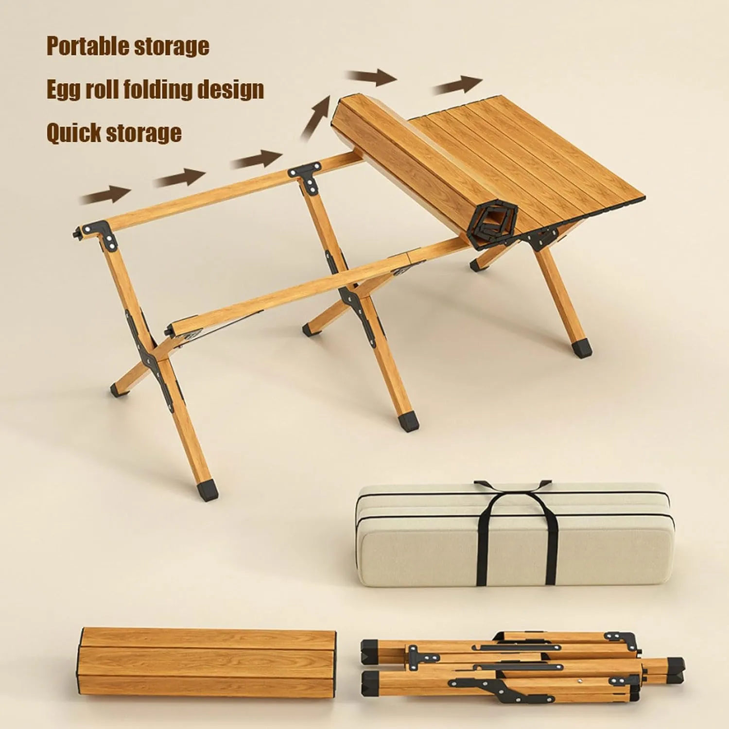 Camping Table and Chairs, 3Pcs Picnic with Aluminum Roll-up Backpacking Lawn Chair Portable Folding Furniture for Indoor Outdoor
