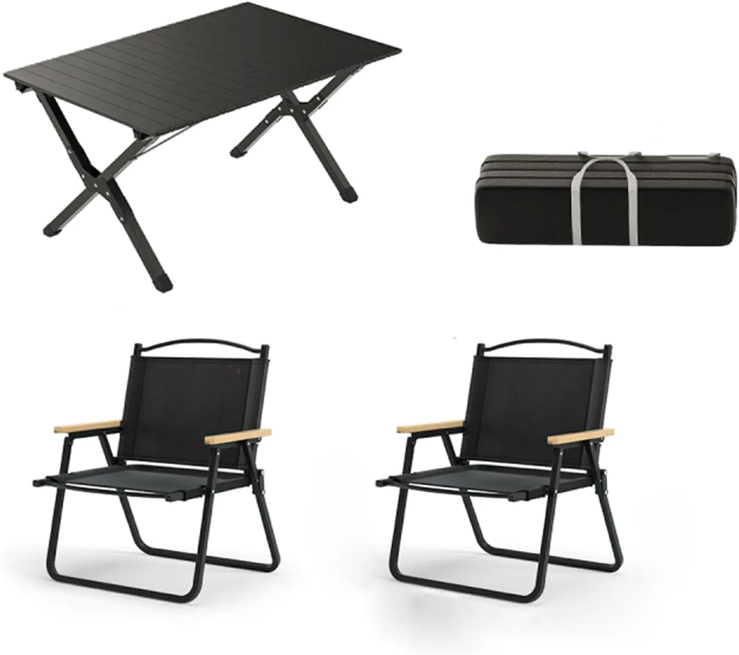Camping Table and Chairs, 3Pcs Picnic with Aluminum Roll-up Backpacking Lawn Chair Portable Folding Furniture for Indoor Outdoor