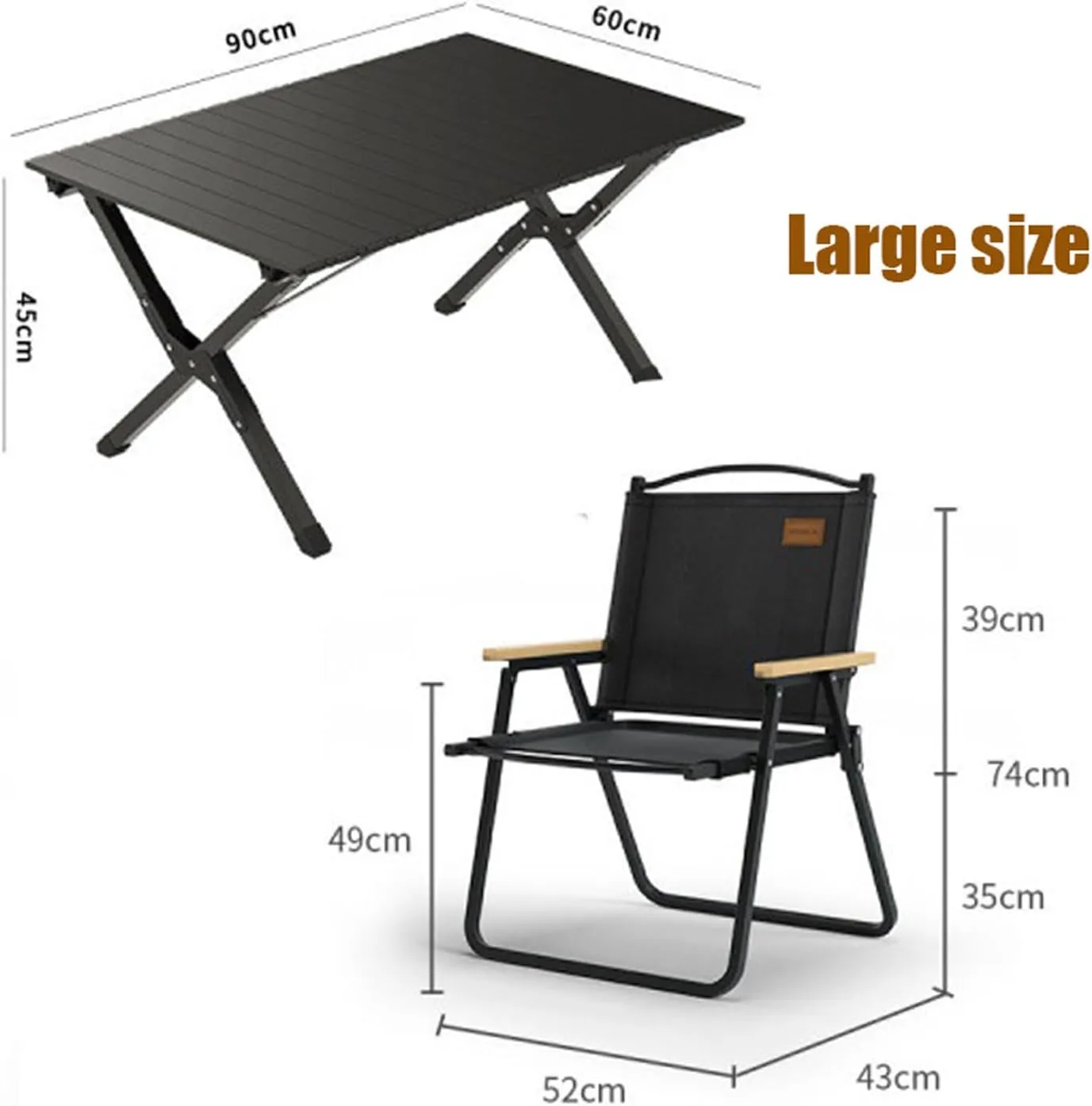 Camping Table and Chairs, 3Pcs Picnic with Aluminum Roll-up Backpacking Lawn Chair Portable Folding Furniture for Indoor Outdoor