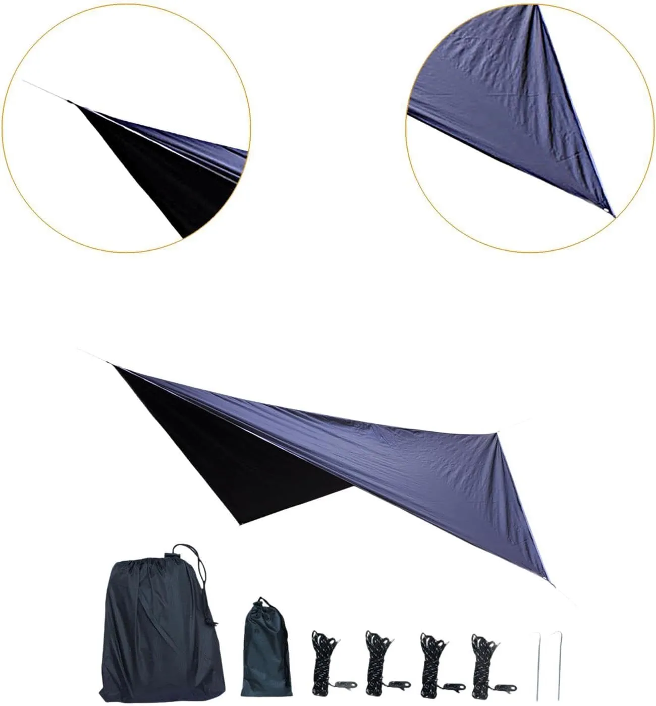 Camping Tarp Hammock Canopy Sun Protection Large Tent Tarp Awning Rain Awning for Fishing, Backyard, Traveling Picnic Outdoor, Black