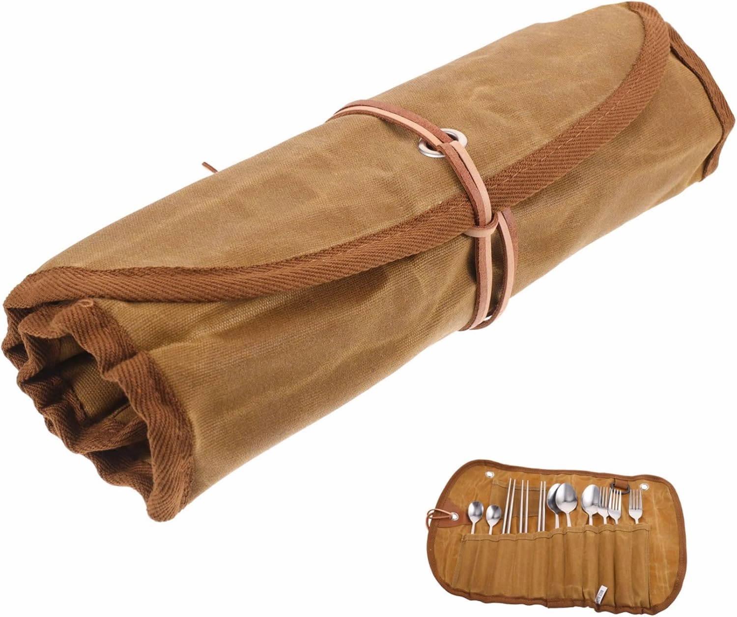 Camping Kitchen Accessories Folding Utensil Storage Picnic Cutlery Set Premium Canvas Bag