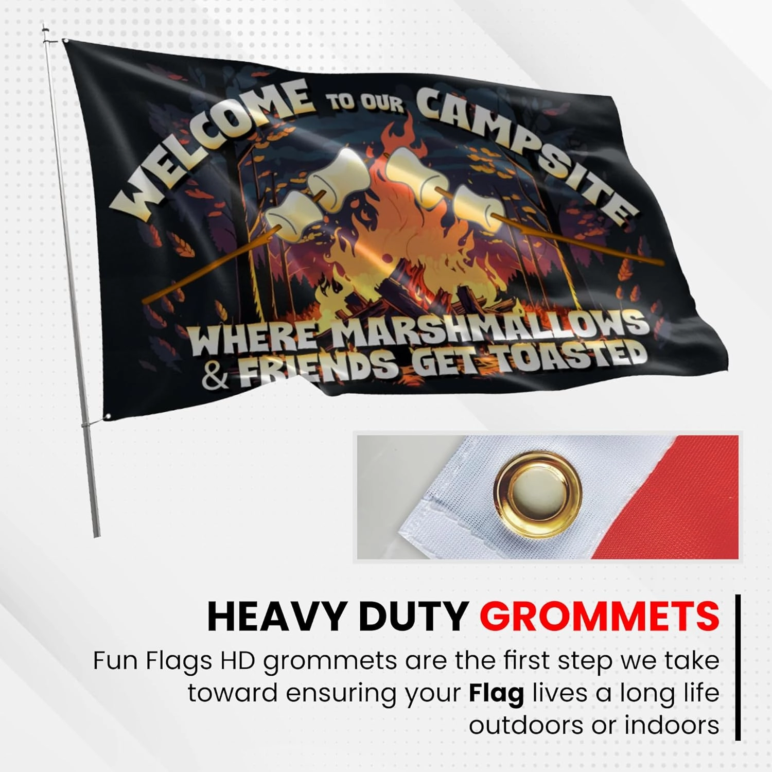 Campsite American Flag - Durable and Weather Resistant Fishing Flags, Vibrant Color Country Banner, 3x5 Indoor And Outdoor Flag
