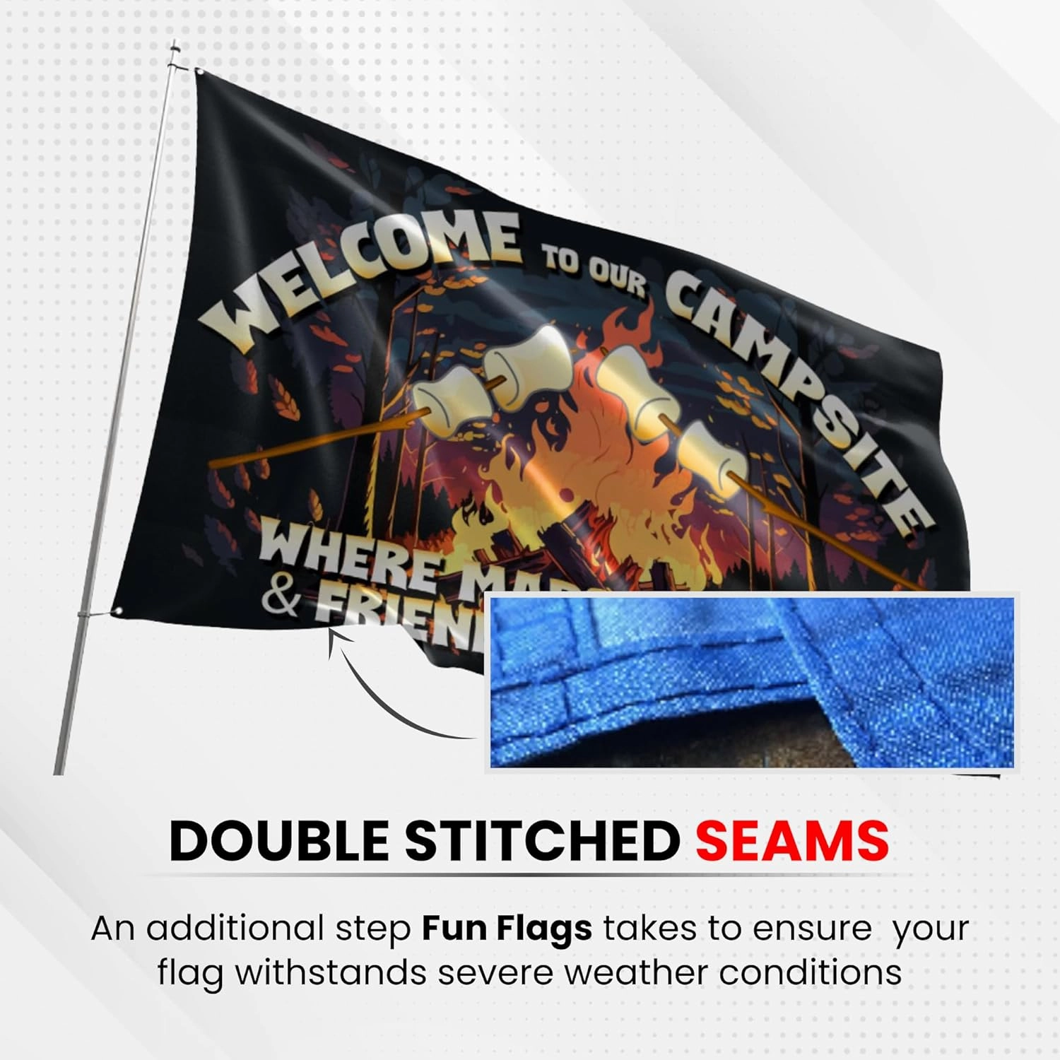 Campsite American Flag - Durable and Weather Resistant Fishing Flags, Vibrant Color Country Banner, 3x5 Indoor And Outdoor Flag