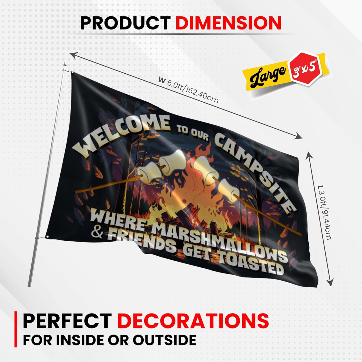 Campsite American Flag - Durable and Weather Resistant Fishing Flags, Vibrant Color Country Banner, 3x5 Indoor And Outdoor Flag