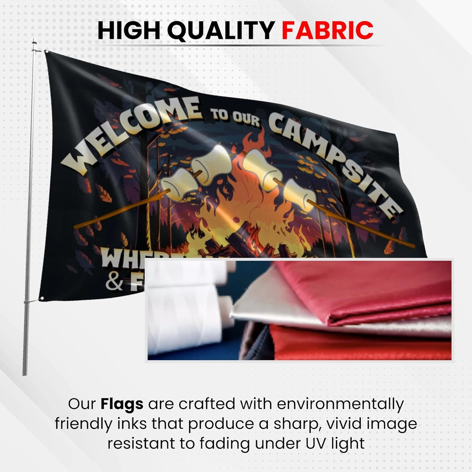 Campsite American Flag - Durable and Weather Resistant Fishing Flags, Vibrant Color Country Banner, 3x5 Indoor And Outdoor Flag