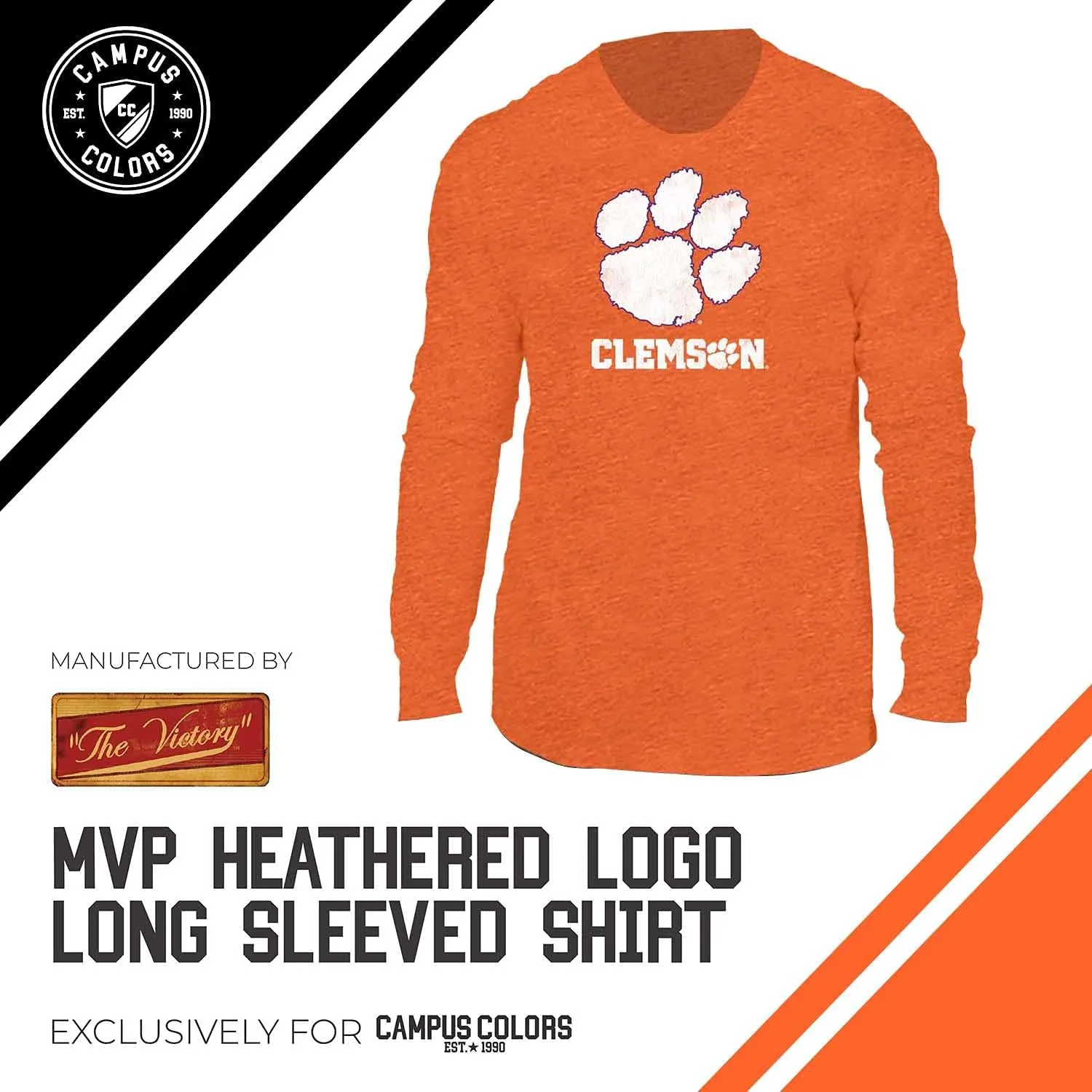 Campus Colors NCAA MVP Adult Long-Sleeve Shirt - Cotton & Polyester - Durable and Lightweight - Stylish Comfort for Game Days