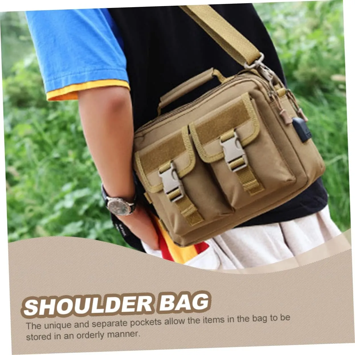 Capacity Fishing Tackle Bag for Men Sling Bag for Outdoor Activities Multiple Pockets for Easy Organization for Camping Hiking and Running Durable Construction Wolf