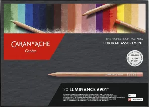 Caran d'Ache 6901 Colouring Pencils Luminance Portrait Assortment 20 Colours, Multi-Colour, 26 x 19 x 2 cm.