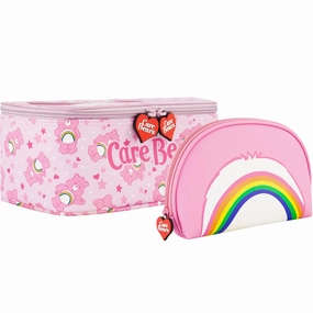 Care Bears Cosmetic Case Set, Rainbow and Cheer Bear 2-Piece Travel Cosmetic Carry Set with Zippers, Multi