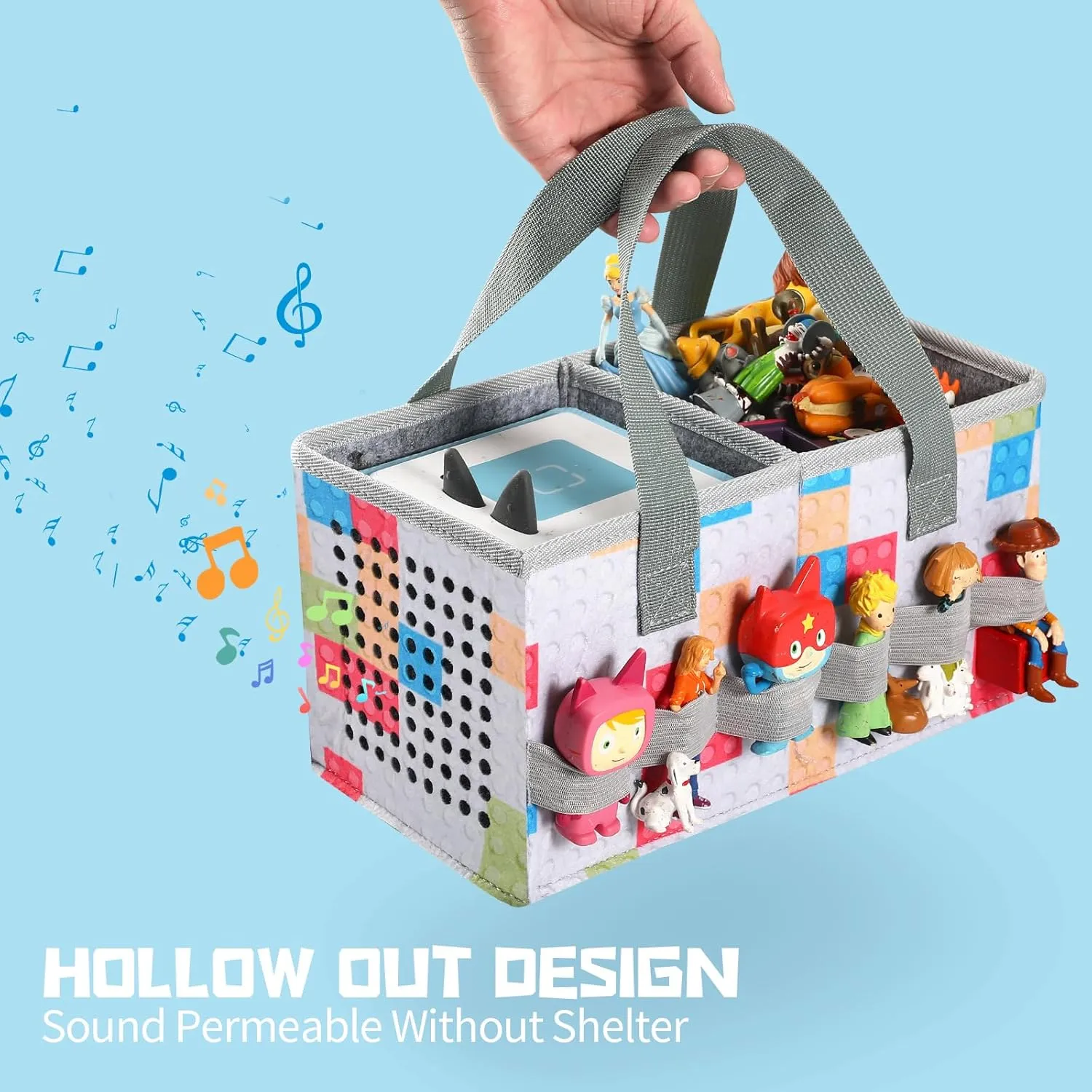 Carrying Case for Tonies Starter Set & Storage Bag for Tonies Figurine, Home Outdoor Hand Bag for Tonies Audio Player and Dolls Musical Toy Folding Bag for Kids Toniebox Accessories (Checkered)