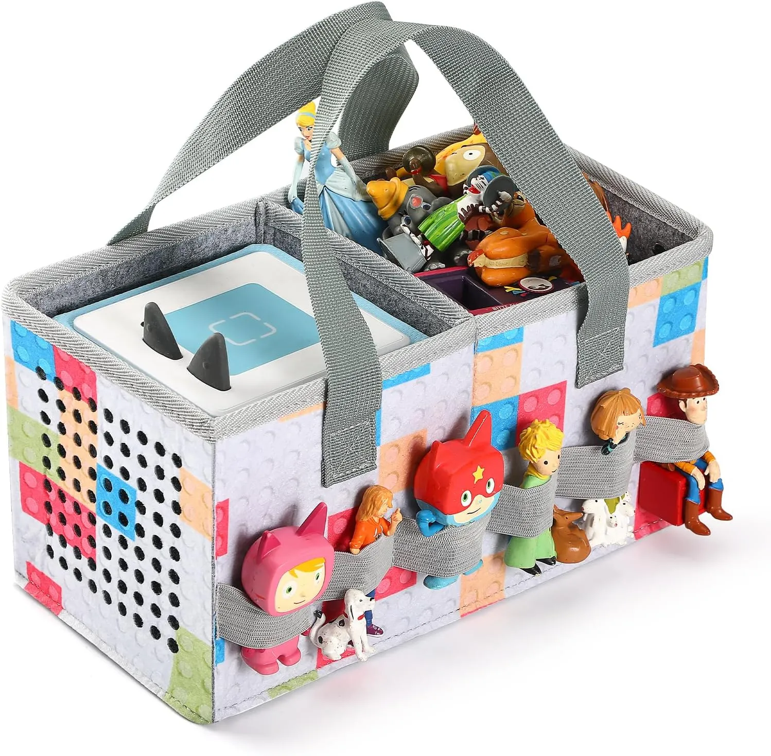 Carrying Case for Tonies Starter Set & Storage Bag for Tonies Figurine, Home Outdoor Hand Bag for Tonies Audio Player and Dolls Musical Toy Folding Bag for Kids Toniebox Accessories (Checkered)