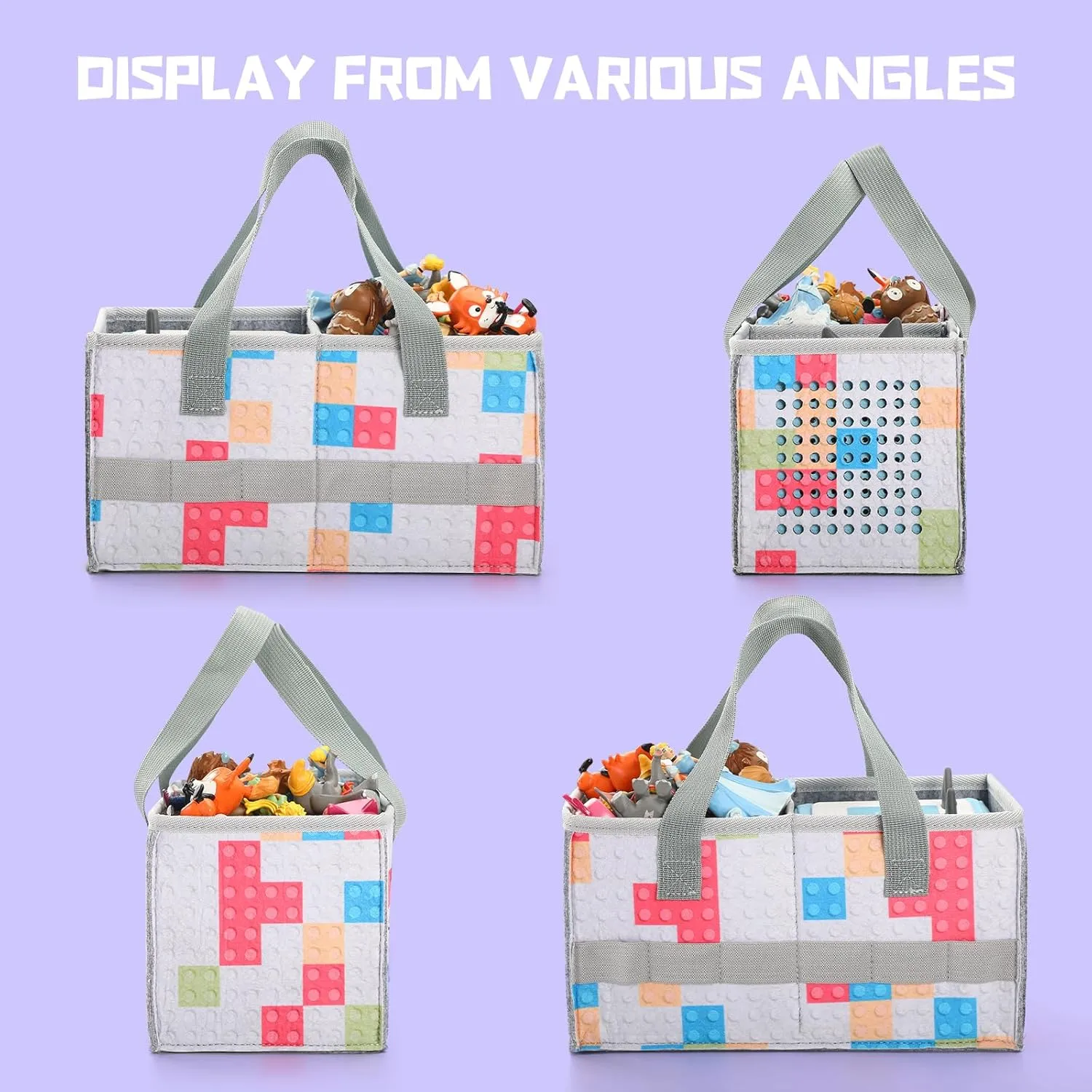 Carrying Case for Tonies Starter Set & Storage Bag for Tonies Figurine, Home Outdoor Hand Bag for Tonies Audio Player and Dolls Musical Toy Folding Bag for Kids Toniebox Accessories (Checkered)