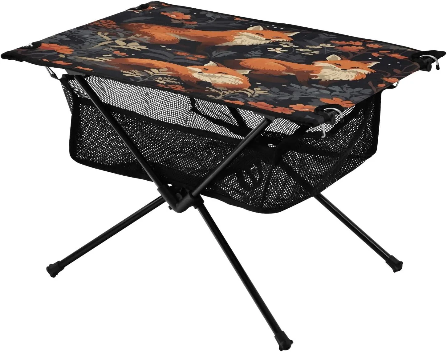 Cartoon Foxes Portable Folding Camping Table, Compact Lightweight Beach Table with Carrying Bag for Outdoor Picnics, BBQs, Camp