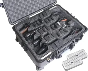 Case Club 8 Pistol and 24 Magazine Pre-Cut Heavy Duty Waterproof Case with 2 Included Silica Gel Canisters to Help Prevent Gun Rust (Upgraded Gen-2)