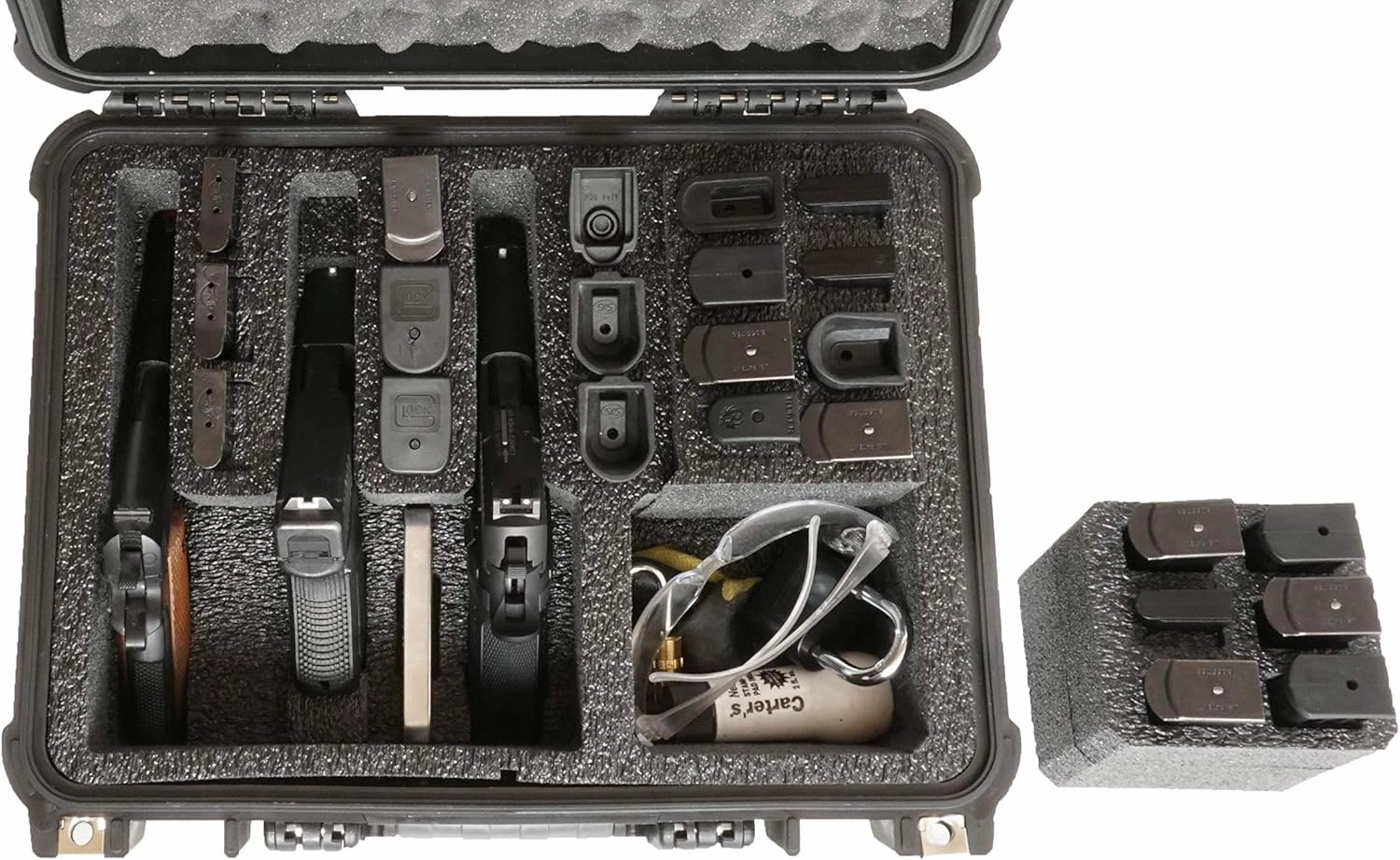 Case Club 3 Pistol & Accessory & Up to 23 Magazines Pre-Cut Waterproof Case with Silica Gel to Help Prevent Gun Rust (Gen 2)