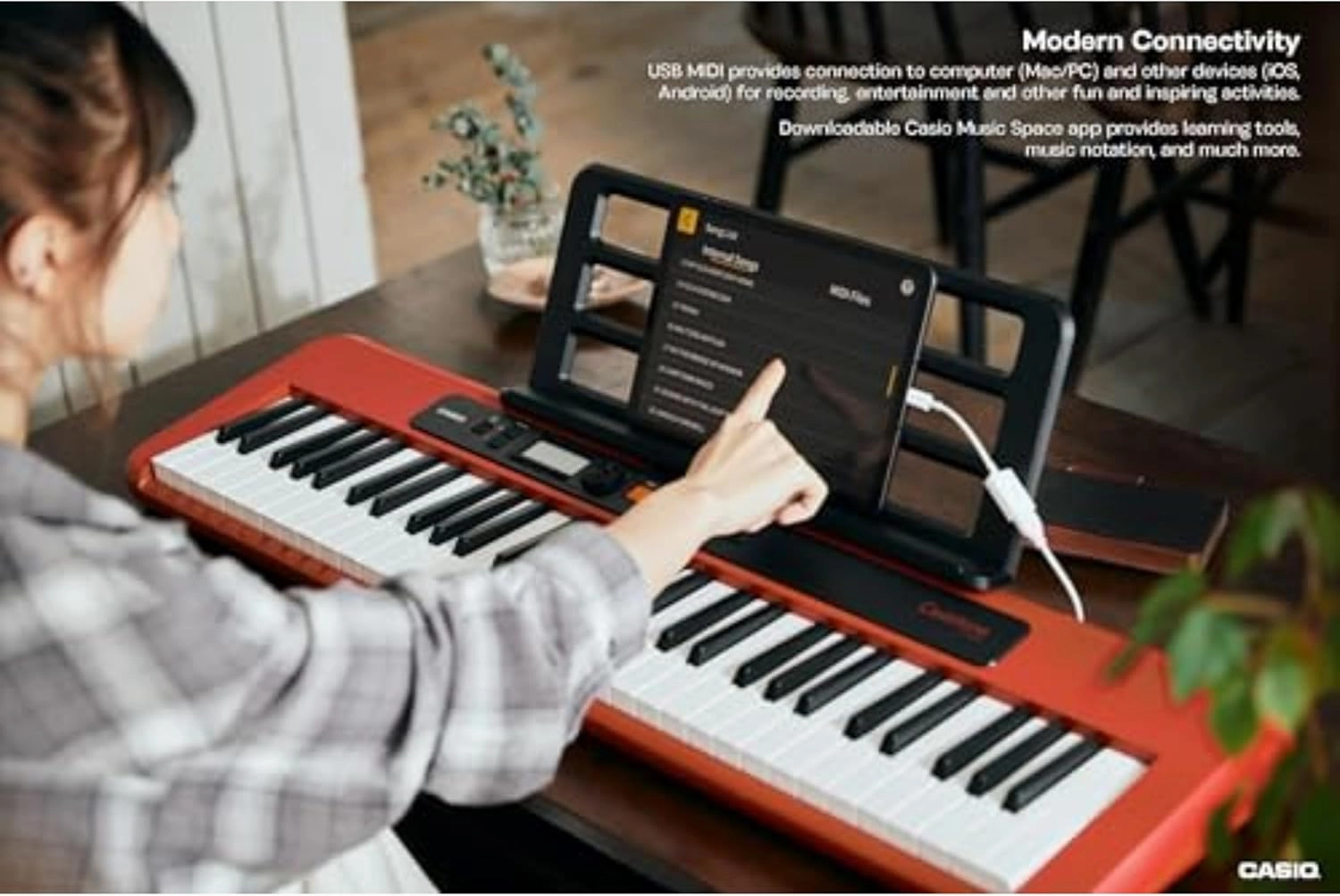 Casio Casiotone CT-S200RD – 61-Key Portable Keyboard for Beginners | 400 Tones, 77 Rhythms, LCD Display, Dance Music Mode, USB-MIDI, Stereo Speakers | Includes Power Supply & Music Rest | Red
