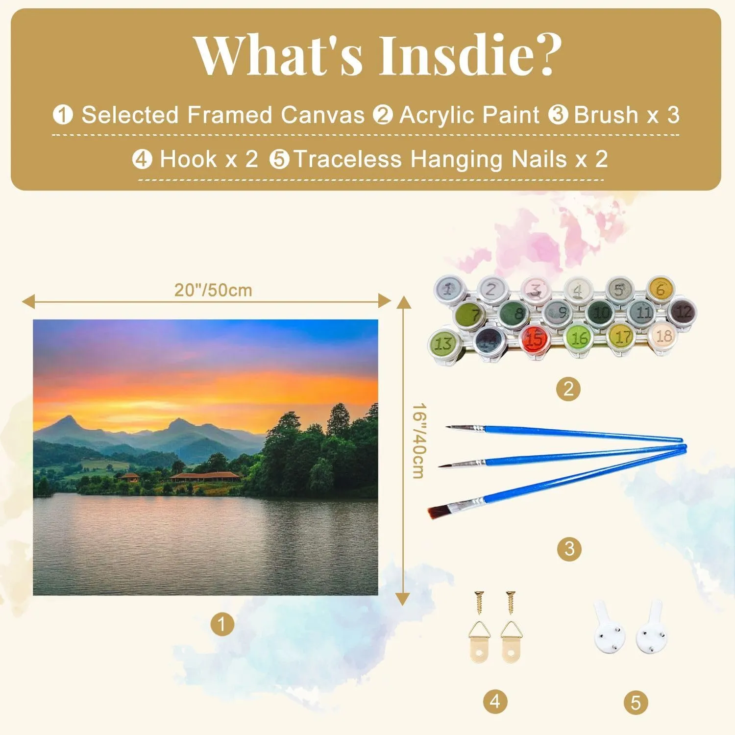 CEREJYPUZ Paint by Numbers Kit for Adults Lake Naverone Sunset Twilight Underberg 16x20 DIY Color by Numbers Acrylic Paint Framed Canvas Painting Kits for Beginner Students Teens