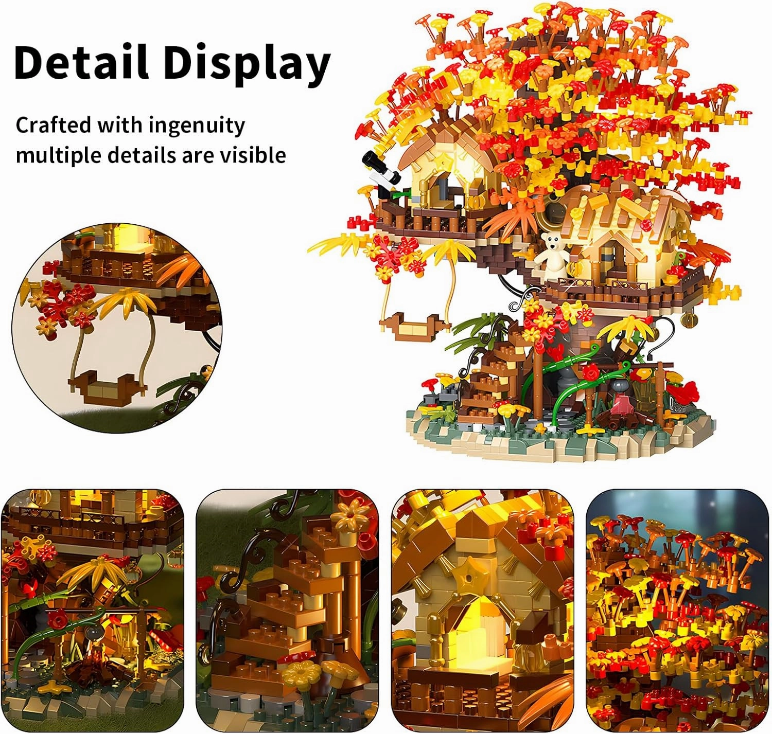 Cherry Blossom Bonsai Tree House Building Blocks Set Plants Flowers Treehouse Architecture Micro Mini Block Kits Gift for Adults and Kids（2725 Pieces）