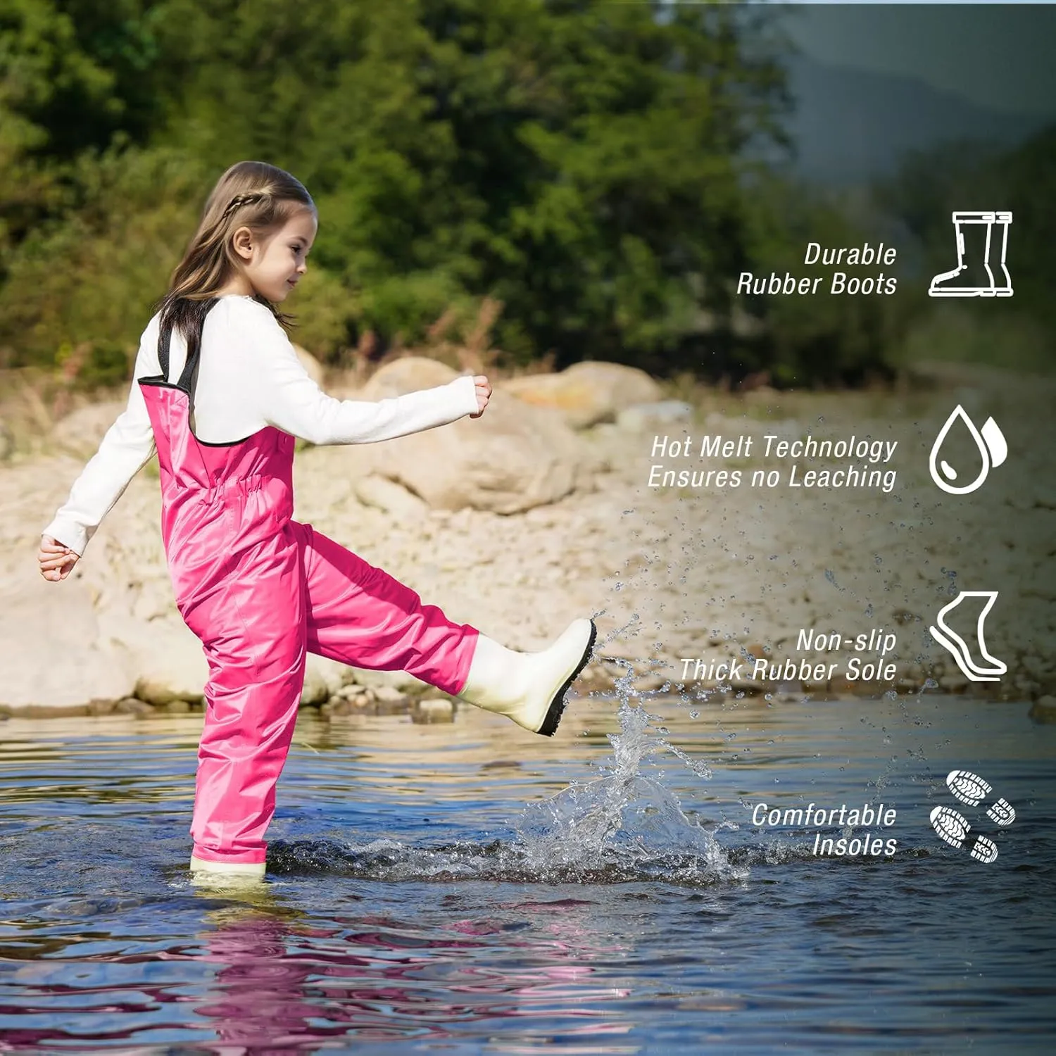 Chest Waders for Kids Youth Fishing Waders Waterproof Hunting Waders with Boots Nylon Waders for Toddler Children