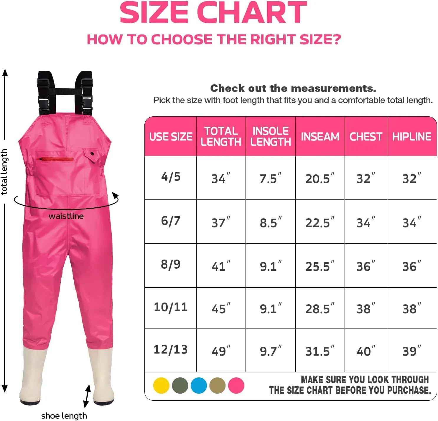 Chest Waders for Kids Youth Fishing Waders Waterproof Hunting Waders with Boots Nylon Waders for Toddler Children