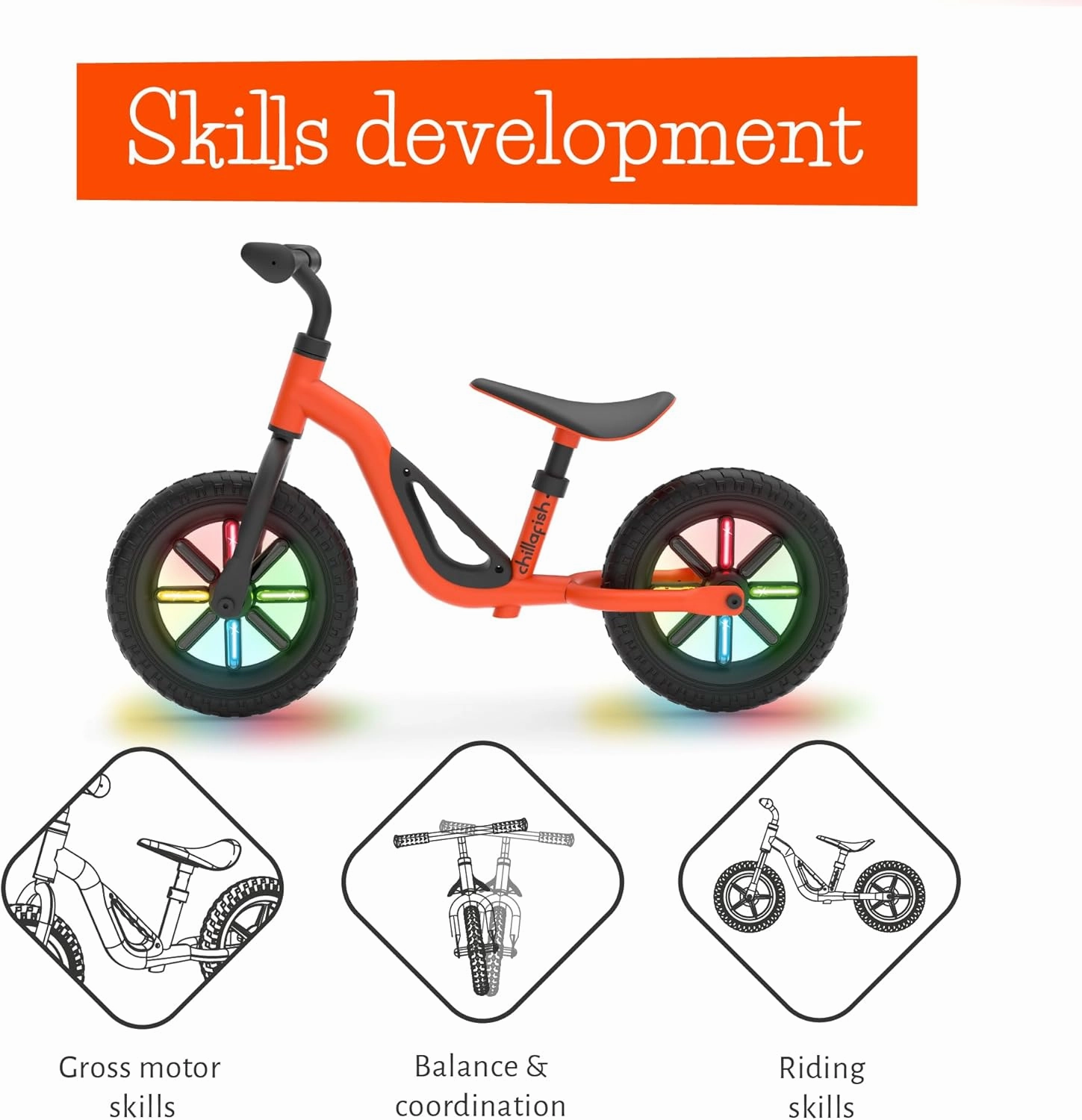 Chillafish Charlie Toddler Balance Bike, Lightweight 10-Inch Bike for Boys & Girls 2 to 4 Years Old, Adjustable Seat, Carry Handle & No-Puncture Tires