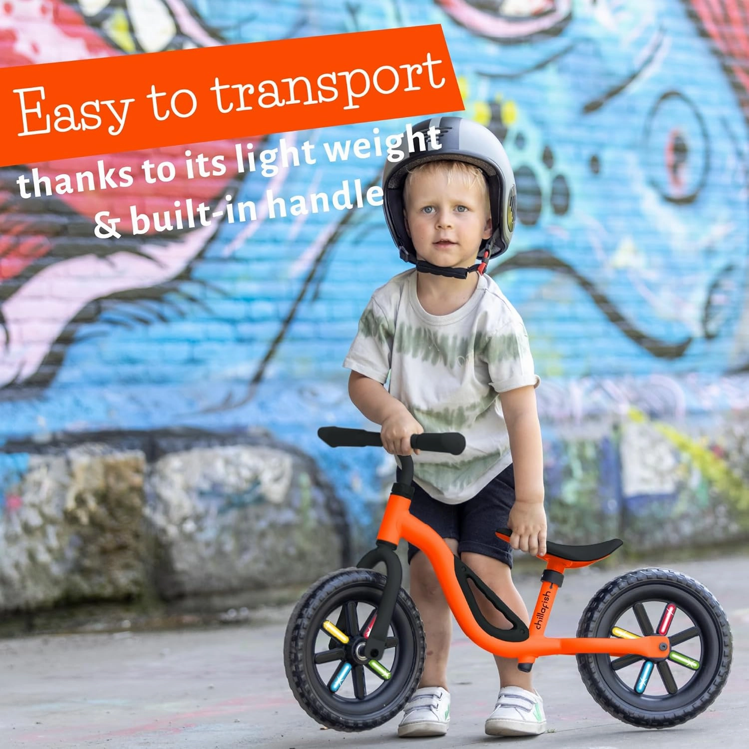 Chillafish Charlie Toddler Balance Bike, Lightweight 10-Inch Bike for Boys & Girls 2 to 4 Years Old, Adjustable Seat, Carry Handle & No-Puncture Tires