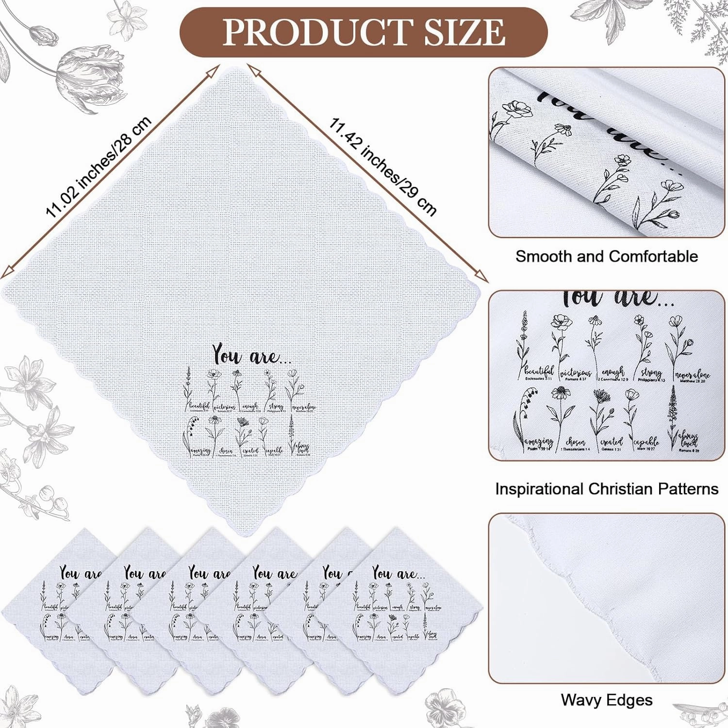 Christian Handkerchiefs for Women Men Gift Bulk Inspirational Religious Bible Verse Gift for Father's Day