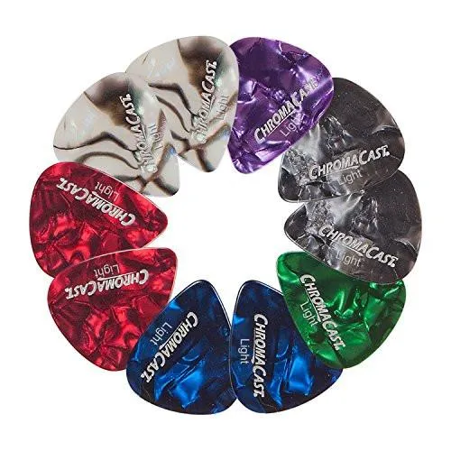 ChromaCast Pearl Celluloid Picks - Assorted Colors Light Gauge(.60mm) 10 Pick Pack
