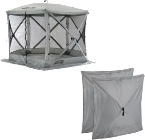 CLAM Quick Set Venture 9 x 9 Ft Portable Outdoor Camping Canopy Shelter, Gray   Clam Quick Set Screen Hub Gray Fabric, Accessory Only (6 Pack)