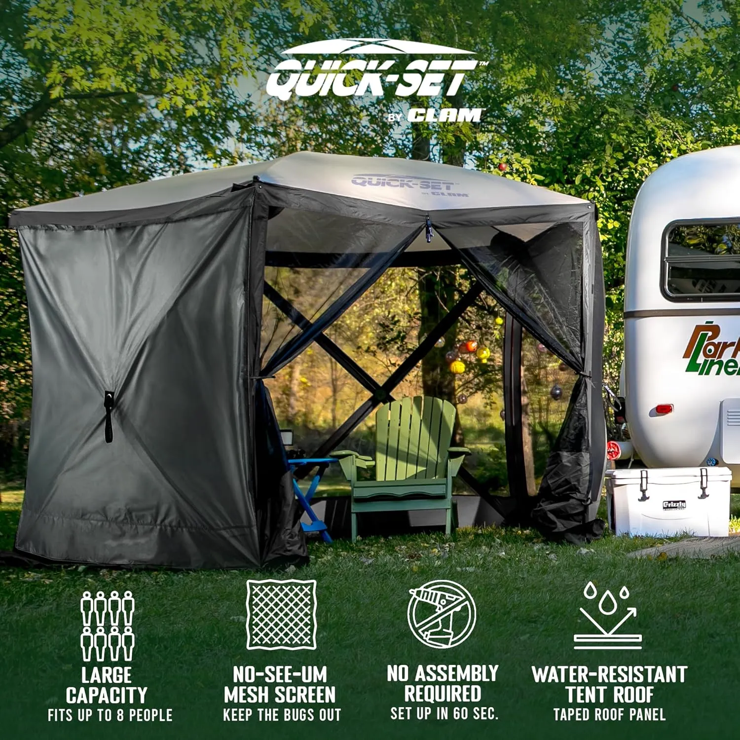 CLAM Quick Set Venture 9 x 9 Ft Portable Outdoor Camping Canopy Shelter, Gray   Clam Quick Set Screen Hub Gray Fabric, Accessory Only (6 Pack)