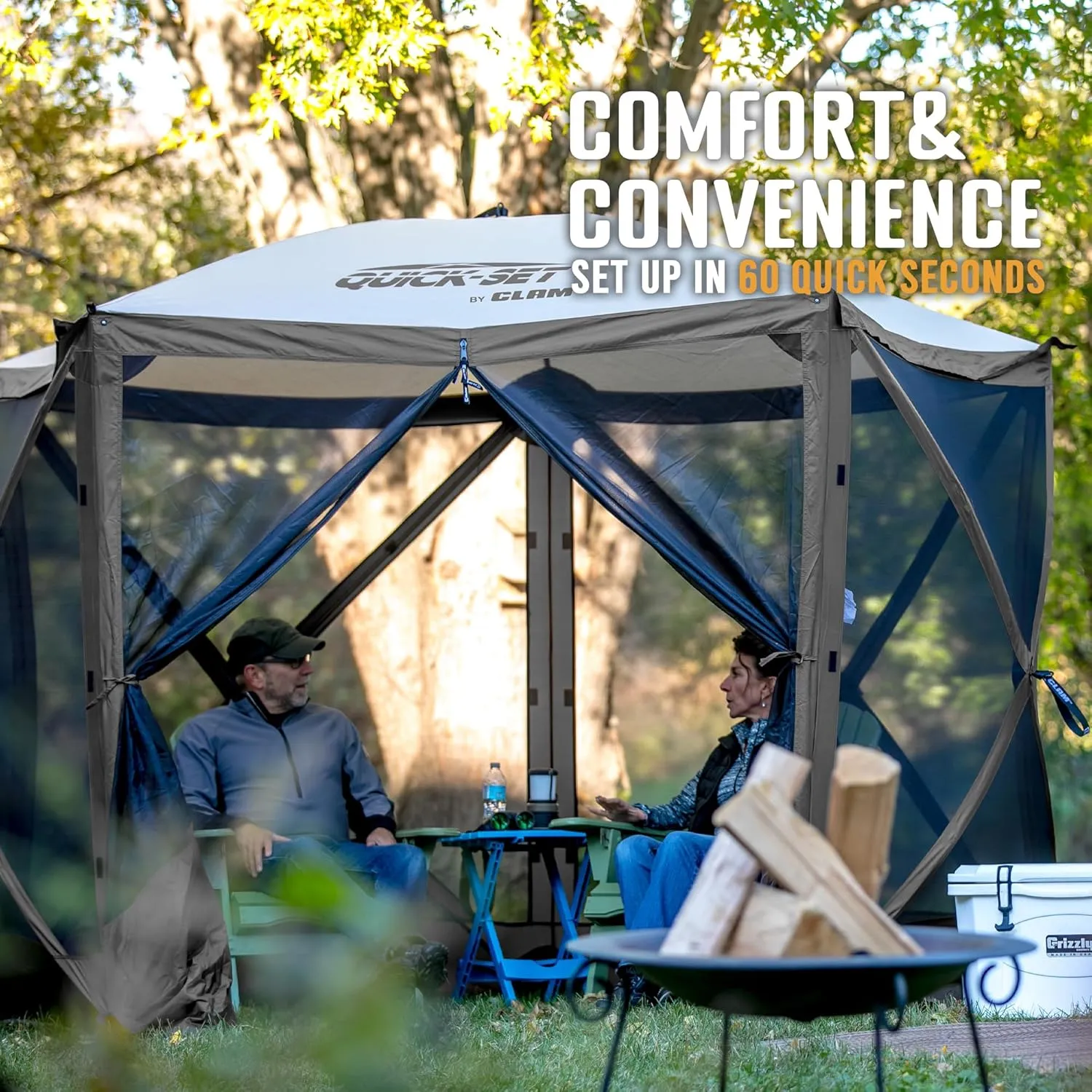 CLAM Quick Set Venture 9 x 9 Ft Portable Outdoor Camping Canopy Shelter, Gray   Clam Quick Set Screen Hub Gray Fabric, Accessory Only (6 Pack)