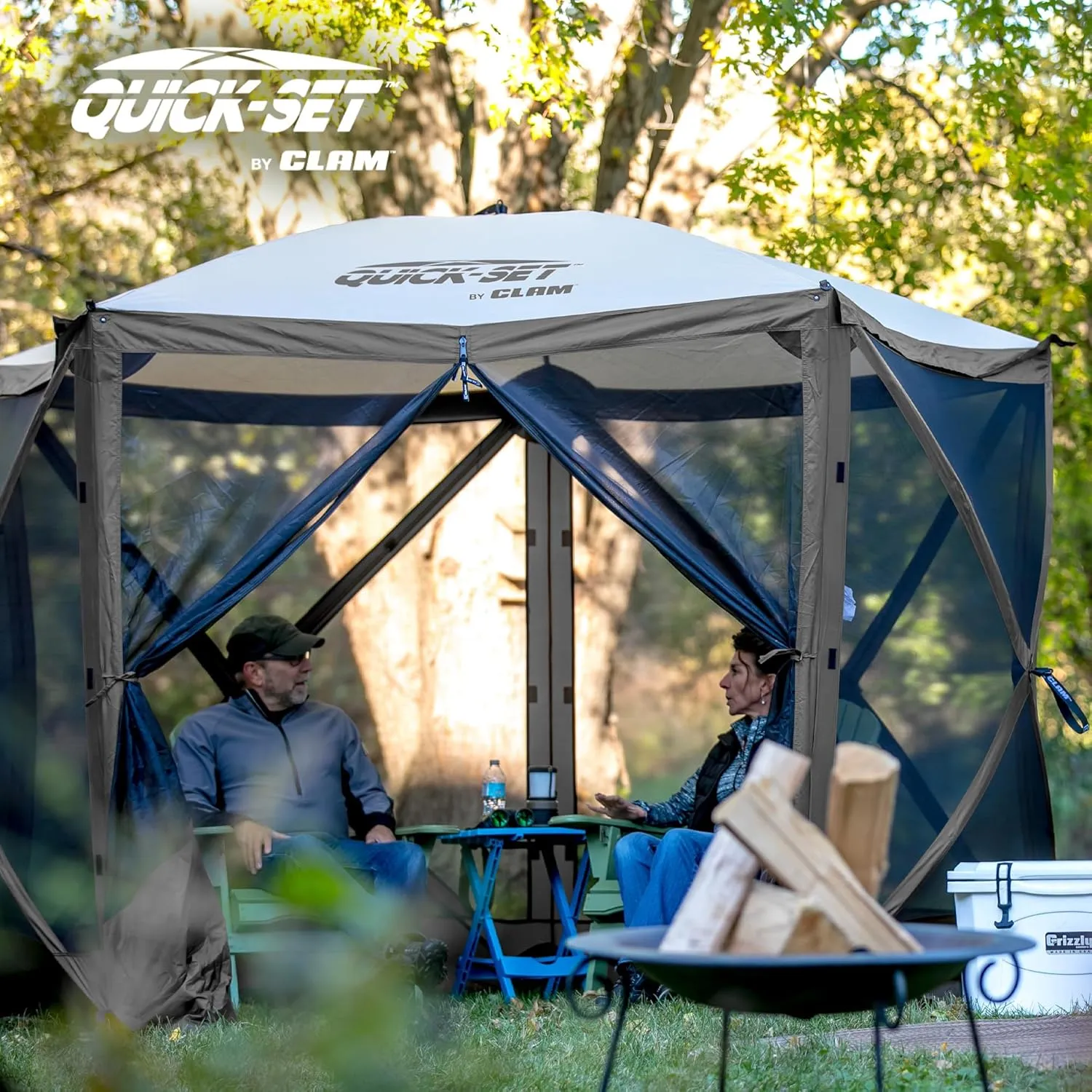 CLAM Quick Set Venture 9 x 9 Ft Portable Outdoor Camping Canopy Shelter, Gray   Clam Quick Set Screen Hub Gray Fabric, Accessory Only (6 Pack)