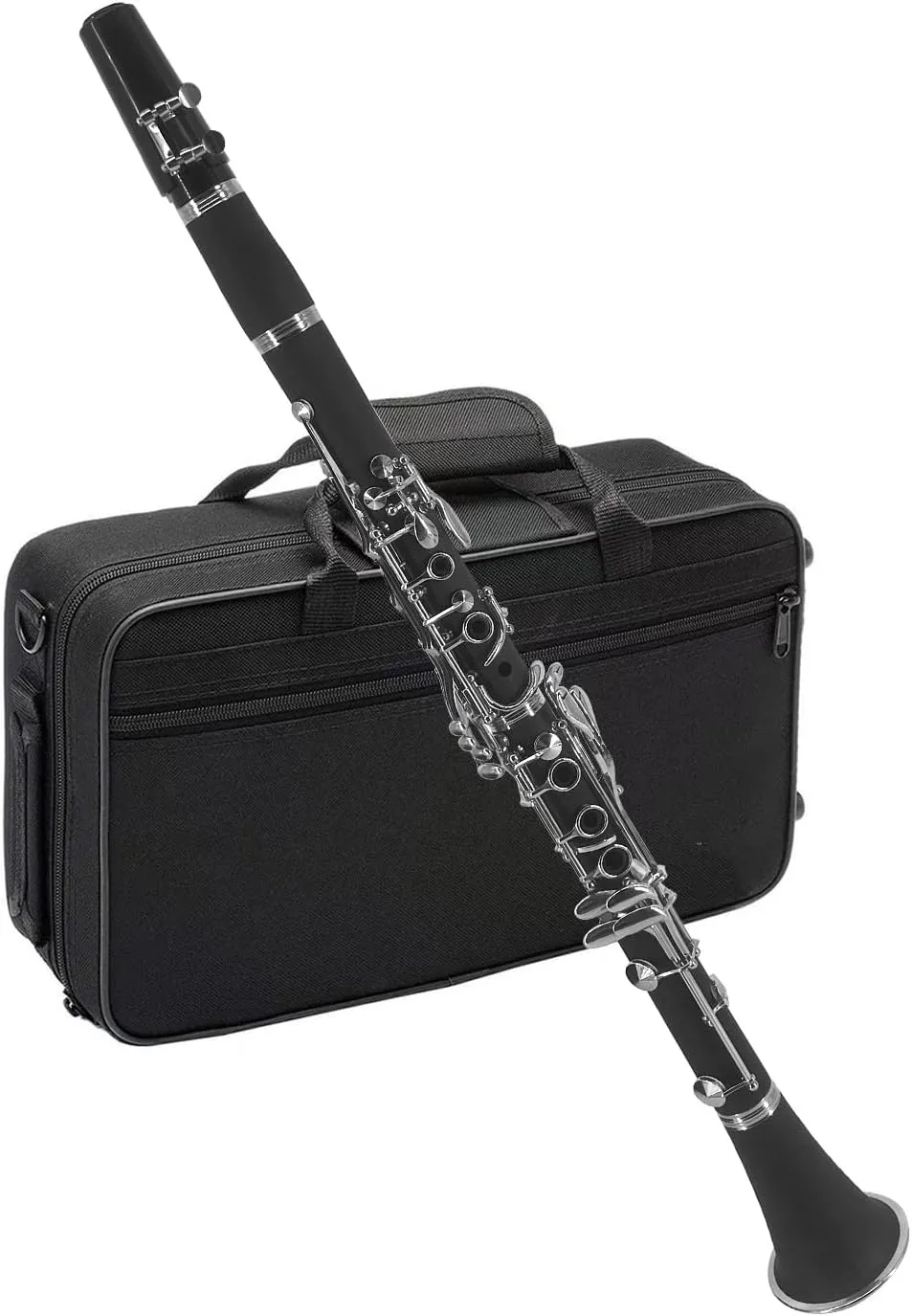 Clarinet ABS Bb Binocular Clarinet with 10 Reeds Cleaning Cloth Gloves Screwdriver Bracket Handbag Cleaning Brush Professional Ebonite Bb Clarinet Woodwind Instrument for Beginner Student