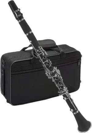 Clarinet ABS Bb Binocular Clarinet with 10 Reeds Cleaning Cloth Gloves Screwdriver Bracket Handbag Cleaning Brush Professional Ebonite Bb Clarinet Woodwind Instrument for Beginner Student