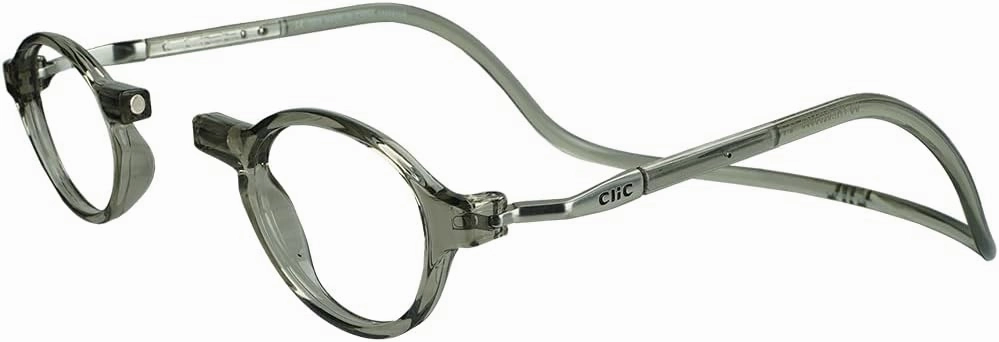 Clic Magnetic Reading Glasses for Men or Women, Computer Readers, Classic (S-M, Smoke, 1.25 Magnification)
