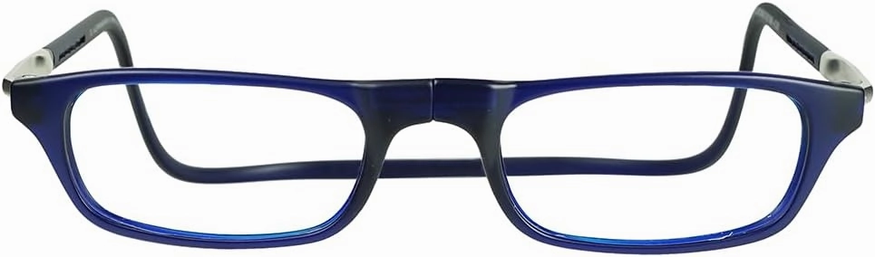 Clic Magnetic Reading Glasses for Men or Women, Computer Readers, Original Long (M-L, Dark Matte Blue, 1.25 Magnification)
